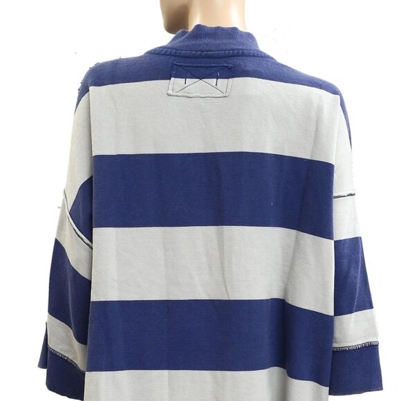 Free People We The Free Seaside Funnel Pullover Top Oversized Striped S 283733 - Picture 8 of 9